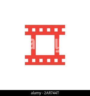 Icona Rossa Della Striscia Di Pellicola Sullo Sfondo Bianco. Illustrazione Vettoriale Stile Piatto Rosso. Foto Stock