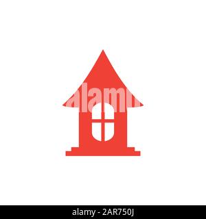 Icona Home Rossa Su Sfondo Bianco. Illustrazione Vettoriale Stile Piatto Rosso. Foto Stock