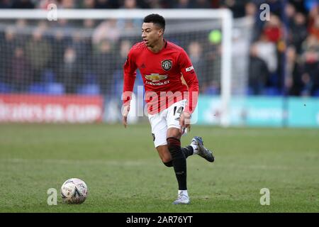 Birkenhead, Regno Unito. 26th Gen 2020. Jesse Lingard del Manchester United in azione. The Emirates fa Cup, 4th round match, Tranmere Rovers v Manchester Utd at Prenton Park, Birkenhead, Wirral domenica 26th gennaio 2020. Questa immagine può essere utilizzata solo per scopi editoriali. Solo uso editoriale, licenza richiesta per uso commerciale. Nessun uso nelle scommesse, nei giochi o in un singolo club/campionato/giocatore publications.pic by Chris Stading/Andrew Orchard sports photography/Alamy Live News Credit: Andrew Orchard sports photography/Alamy Live News Foto Stock