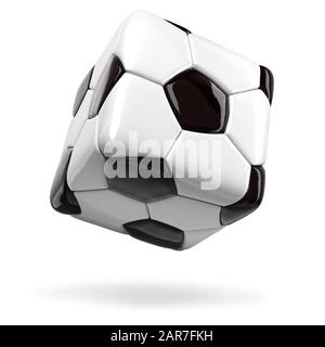 Il calcio quadrato rimbalza su uno sfondo bianco Foto Stock