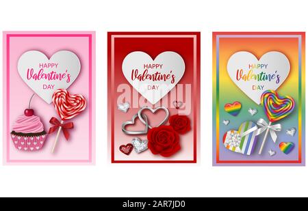 fissare i biglietti d'auguri o i poster del giorno di san valentino Foto Stock