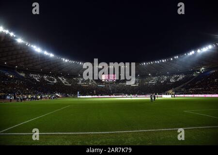 Roma, Italia. 26th Gen 2020. Sostenitori del Lazio durante la Serie UNA partita tra Roma e il Lazio allo Stadio Olimpico, Roma, Italia, il 26 gennaio 2020. Foto Di Giuseppe Maffia. Credit: Uk Sports Pics Ltd/Alamy Live News Foto Stock