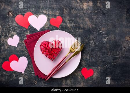 Il giorno di San Valentino festa Impostazione tabella Foto Stock