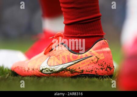 Manchester, Regno Unito. 26th gennaio 2020. Scarpa da calcio durante la partita della fa Cup tra Manchester City e Fulham all'Etihad Stadium, Manchester, domenica 26th gennaio 2020. (Credit: Tim Markland | MI News) La Fotografia può essere utilizzata solo per scopi editoriali di giornali e/o riviste, licenza richiesta per uso commerciale Credit: Mi News & Sport /Alamy Live News Foto Stock