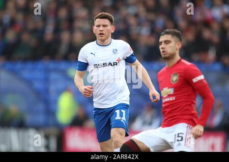 Birkenhead, Regno Unito. 26th Gen 2020. Connor Jennings of Tranmere Rovers durante la quarta partita della fa Cup tra Tranmere Rovers e Manchester United a Prenton Park il 26th gennaio 2020 a Birkenhead, Inghilterra. (Foto di Richard Ault/phcimages.com) Credit: PHC Images/Alamy Live News Foto Stock