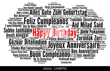 Buon compleanno in diverse lingue Word cloud Foto Stock