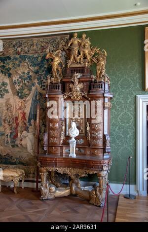 Gli appartamenti reali. Il castello di Rosenborg è un castello rinascimentale situato a Copenhagen, in Danimarca. Foto Stock