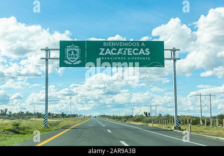 Zacatecas, Zacatecas, Messico - 22 novembre 2019: Firma Visite Di Benvenuto nello Stato di Zacatecas Foto Stock