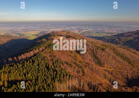 Paesaggio delle montagne di Beskydy foreste distrutte da coleottero europeo di corteccia di abete rosso (Ips tipographus), la sottofamiglia di weevil Scolytinae, i suoi focolai sono Foto Stock