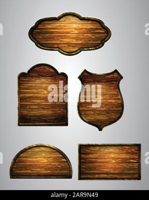 Vector realistic illustration of wooden signboard Illustrazione Vettoriale