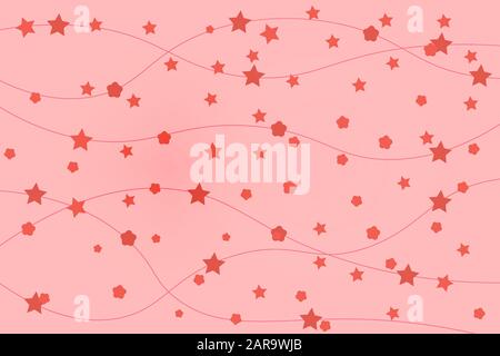 Stelle rosa e linee rosa sullo sfondo rosa. Illustrazione Vettoriale