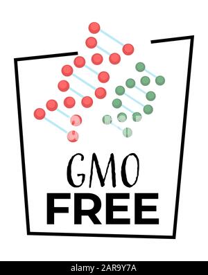 Alimenti biologici, icone isolate senza OGM, prodotto naturale Illustrazione Vettoriale