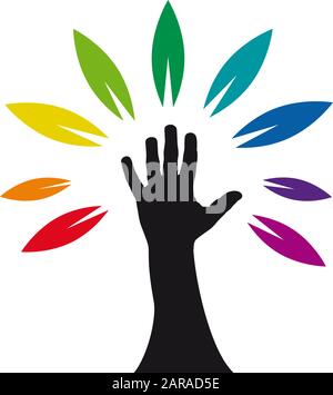 Segno vettore arcobaleno mano Illustrazione Vettoriale