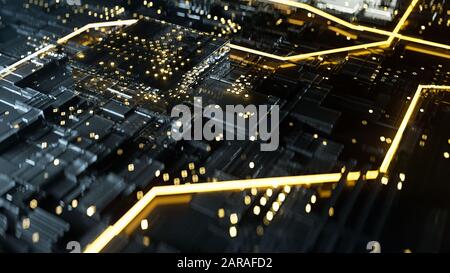 Illustrazione astratta di un canale dati - rendering 3D Foto Stock