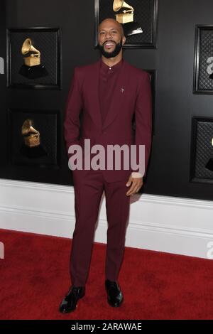 Los Angeles, Stati Uniti. 26th Gen 2020. Common arriva alla 62nd annuale Grammy Awards Red carpet tenuto presso lo Staples Center il 26 gennaio 2020 a Los Angeles, California, Stati Uniti. (Foto di Snanlee B. Mirador/Sipa USA) credito: Sipa USA/Alamy Live News Foto Stock