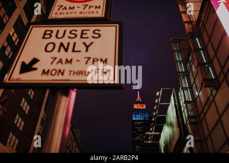 New York City, Città notturna Foto Stock