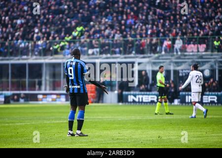 Romelu lukaku (Inter) durante il FC Internazionale vs Cagliari Calcio, Milano, Italia, 26 Jan 2020, Campionato italiano di Calcio una partita di calcio Foto Stock