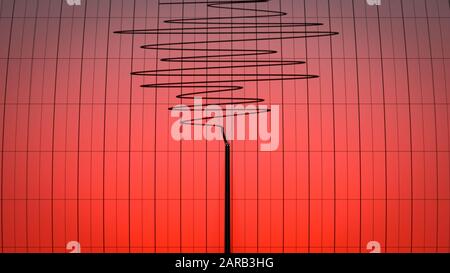 Allarme rosso un closeup di un ago sismografico che disegna un grafico che raffigura attività sismica e terremoti - 3D Render Foto Stock