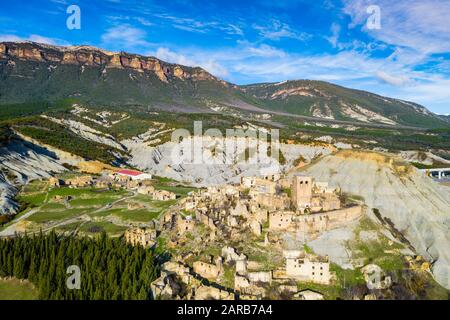 Villaggio abbandonato. Vista aerea. Foto Stock