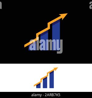 Progettazione vettoriale del successo di mercato. Illustrazione del grafico di crescita, logo contabilità finanziaria Illustrazione Vettoriale