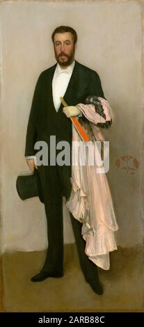 James McNeill Whistler ( 1834–1903 ) , Ritratto di Theodore Duret 1883 ( olio su tela 1,93 x 0,90 m) Foto Stock