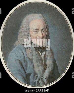 Pierre Michel Alix , Ritratto dello scrittore e filosofo francese Francois Marie Arouet aka Voltaire ( 1694 - 1778 ) Foto Stock