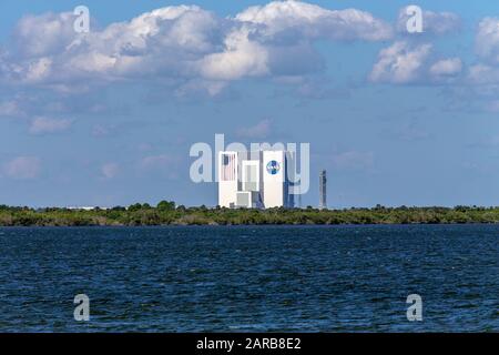 NASA Vehicle Assembly Building presso il Kennedy Space Center in Florida Foto Stock