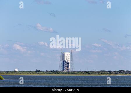 Rocket Launch Pad Al Kennedy Space Center, Cape Canaveral, Florida Foto Stock