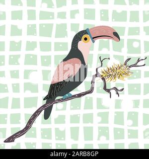 Carino disegnato a mano toucan bird. Illustrazione Vettoriale Illustrazione Vettoriale