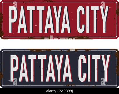 Pattaya. Segnaletica stradale. Illustrazione vettoriale. Su sfondo bianco Illustrazione Vettoriale
