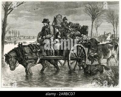 Allagato nel Lincolnshire 1869 Foto Stock