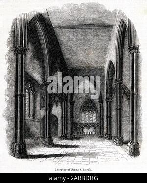 Interno, Chiesa di Santa Maria, pietra, vicino a Dartford, Kent Foto Stock