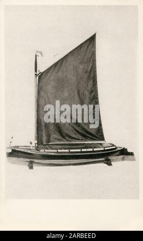 Modello di un Norfolk Wherry - un'imbarcazione a vela precedentemente ampiamente utilizzata per il trasporto di merci sui fiumi del Norfolk orientale. Foto Stock