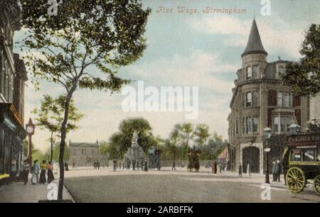 Five Ways (da Broad Street, guardando verso Hagley Road), Birmingham, West Midlands, Regno Unito. Foto Stock