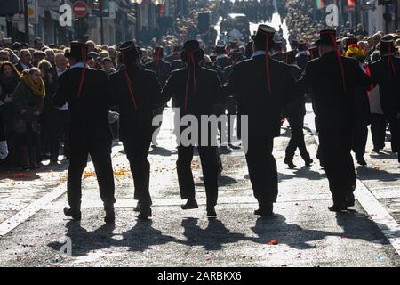 26 Gennaio 2020, Villefranche-Sur-Saône, Auvergne-Rhône-Alpi, Francia. Giorno del conscript. Festa annuale che è una tradizione a Villefranche-sur-Saôn Foto Stock