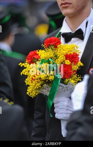 26 Gennaio 2020, Villefranche-Sur-Saône, Auvergne-Rhône-Alpi, Francia. Giorno del conscript. Festa annuale che è una tradizione a Villefranche-sur-Saôn Foto Stock