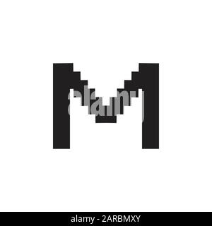 vettore di logo con design a pixel semplice letter m. Illustrazione Vettoriale