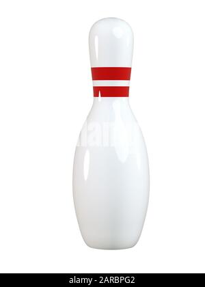 Singolo bowling pin isolato su sfondo bianco Foto Stock