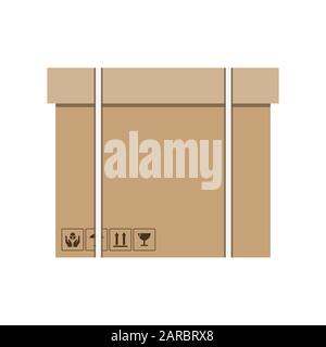 Carico. Scatole di cartone con segni fragili e nastro adesivo. In Movimento. Illustrazione del vettore Illustrazione Vettoriale