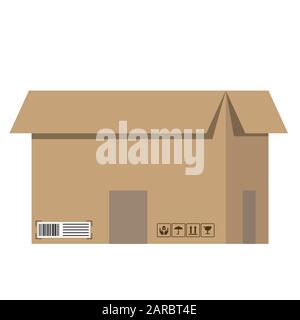 Carico. Scatole di cartone con segni fragili e nastro adesivo. In Movimento. Illustrazione del vettore Illustrazione Vettoriale