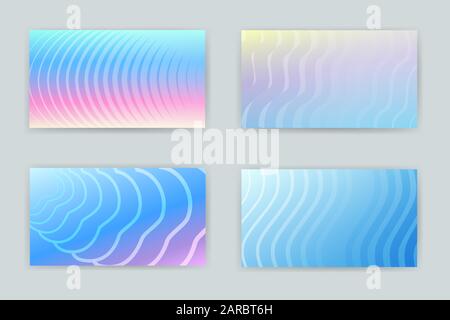 Set di carte disegno sfondo con linee lisce e belle transizioni gradiente. Blu fresco e moderno. Illustrazione Vettoriale