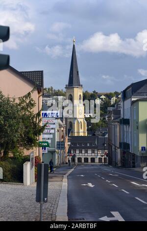 28 Settembre 2019, Sassonia, Stollberg: Veduta Della Chiesa Evangelica Luterana Di San Jacobi. Foto: Stephan Schulz/dpa-Zentralbild/ZB Foto Stock