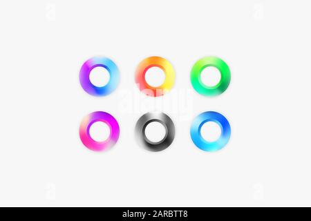 Set di anelli / cerchi moderni elementi di design in colori vivaci sfumature tavolozza per il design, banner, web ecc Illustrazione Vettoriale