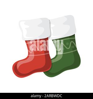 Natale Babbo Natale calze, cartone animato illustrazione vettoriale Illustrazione Vettoriale