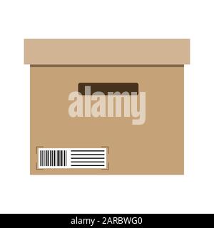 Carico. Scatole di cartone con segni fragili e nastro adesivo. In Movimento. Illustrazione del vettore Illustrazione Vettoriale