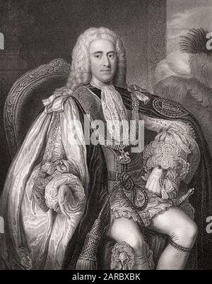 Thomas Pelham-Holles, primo duca di Newcastle upon Tyne e primo duca di Newcastle-under-Lyne, 1693-1768, un britannico statista Whig Foto Stock