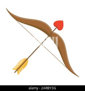 Freccia Cupido. Arco con freccia cupide. Illustrazione vettoriale per San Valentino. Illustrazione Vettoriale