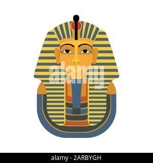 Maschera d'oro faraone Tutankhamon. Famoso vettore egiziano faraon Illustrazione Vettoriale