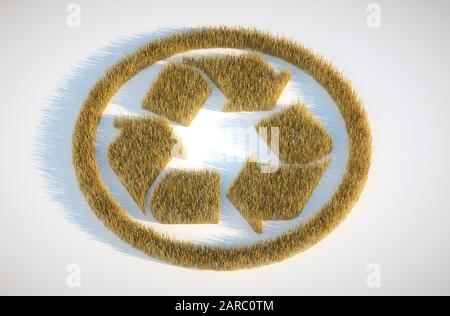 immagine di rappresentazione 3d del cerchio di ritaglio con simbolo di riciclo Foto Stock
