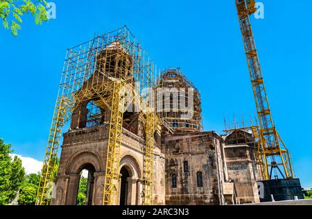 Cattedrale Madre di Santa Etchmiadzin sotto restaurazione. Armenia Foto Stock